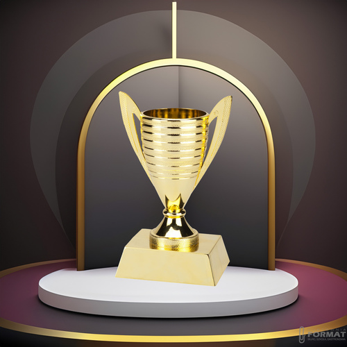 PUCHAR TROFEUM NAGRODA STATUETKA SOLIDNA 3D 13,2cm KOLOR ZŁOTY + GRAWER 7