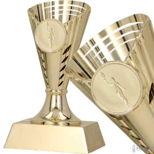 PUCHAR TROFEUM NAGRODA STATUETKA SOLIDNA 3D 13,2cm KOLOR ZŁOTY + GRAWER 3