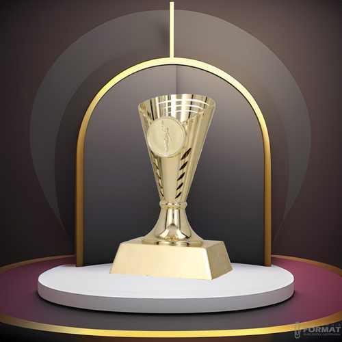 PUCHAR TROFEUM NAGRODA STATUETKA SOLIDNA 3D 13,2cm KOLOR ZŁOTY + GRAWER 7