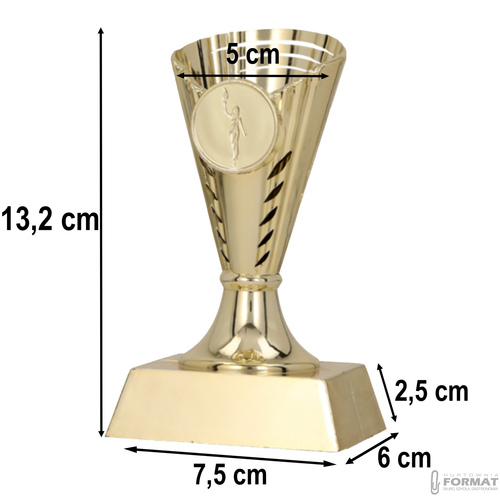 PUCHAR TROFEUM NAGRODA STATUETKA SOLIDNA 3D 13,2cm KOLOR ZŁOTY + GRAWER 8