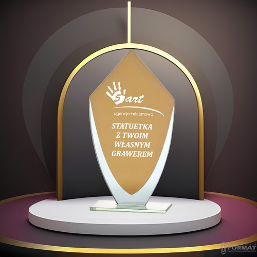 PUCHAR TROFEUM NAGRODA STATUETKA SOLIDNA 3D 20cm SZKLANA + GRAWER 7