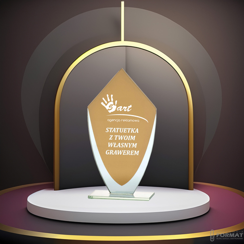 PUCHAR TROFEUM NAGRODA STATUETKA SOLIDNA 3D 18,5cm SZKLANA + GRAWER 7