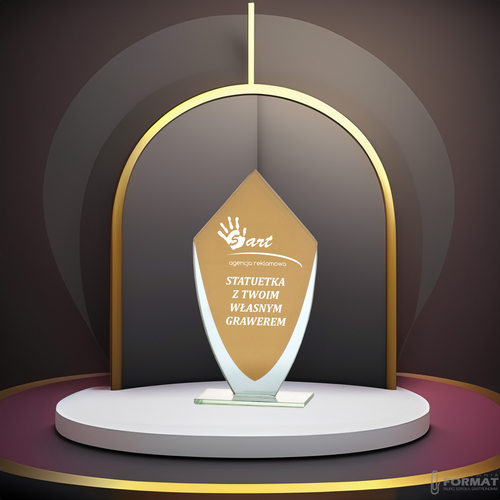 PUCHAR TROFEUM NAGRODA STATUETKA SOLIDNA 3D 16,5cm SZKLANA + GRAWER 7