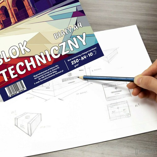 BLOK TECHNICZNY BIAŁY A4 SZKOLNY 10 KARTEK ARKUSZY 250g/m DARKO 8