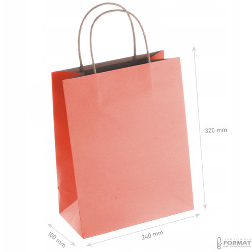 TORBA PAPIEROWA CZERWONA A4 240/100/320  2