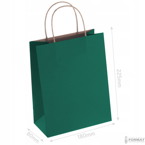 TORBA PAPIEROWA CIEMNO ZIELONA A5 225/80/180  3