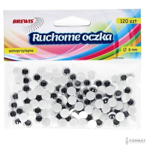 RUCHOME OCZKA SAMOPRZYLEPNE 8 mm 120 SZTUK BREWIS 6