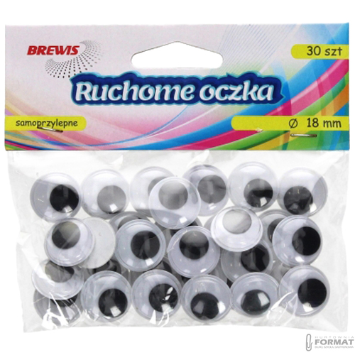 RUCHOME OCZKA SAMOPRZYLEPNE 18 mm 30 SZTUK BREWIS 4