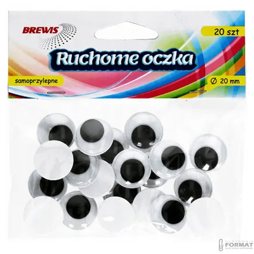 RUCHOME OCZKA SAMOPRZYLEPNE 20 mm 20 SZTUK BREWIS 4