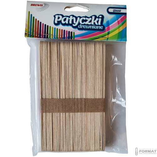 PATYCZKI DREWNIANE 14 cm KREATYWNE NATURALNE 50 SZTUK BREWIS 2