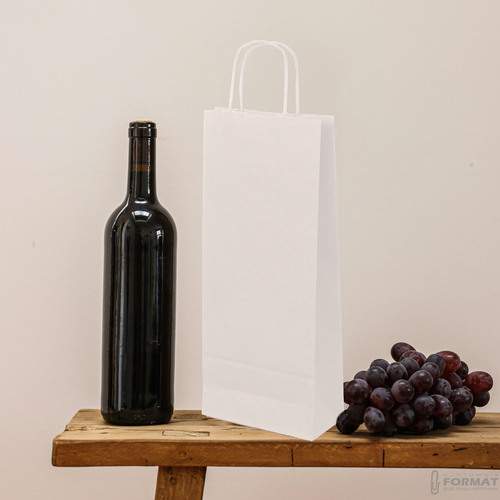 TOREBKI OZDOBNE PREZENTOWE NA WINO BUTELKĘ BRĄZOWA PAPIEROWA 250SZT +NADRUK 3