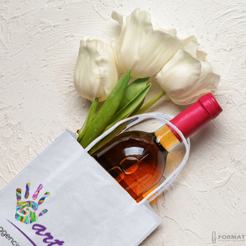 TOREBKI OZDOBNE PREZENTOWE NA WINO BUTELKĘ BRĄZOWA PAPIEROWA 250SZT +NADRUK 13
