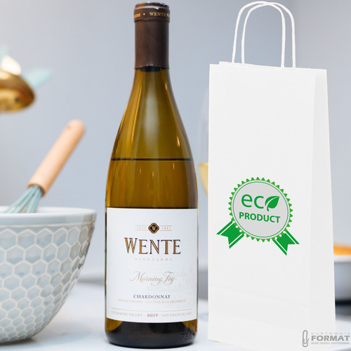 TOREBKI OZDOBNE PREZENTOWE NA WINO BUTELKĘ BRĄZOWA PAPIEROWA 250SZT +NADRUK 22