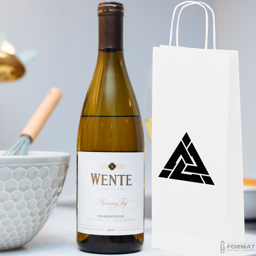 TOREBKI OZDOBNE PREZENTOWE NA WINO BUTELKĘ BRĄZOWA PAPIEROWA 250SZT +NADRUK 45
