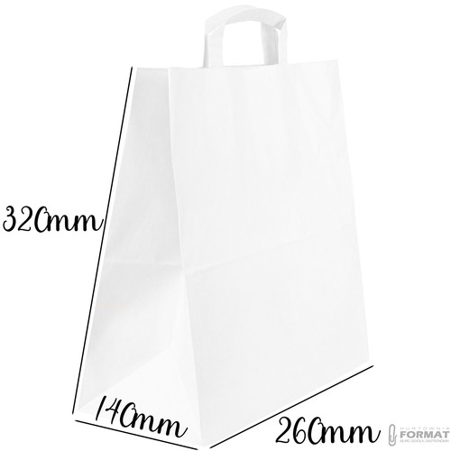 TORBA PAPIEROWA CATERINGOWA BIAŁA 260/140/320mm 26/14/32cm 250SZT EKO+NADRUK 7