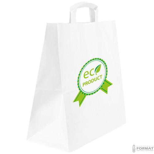 TORBA PAPIEROWA CATERINGOWA BIAŁA 260/140/320mm 26/14/32cm 250SZT EKO+NADRUK 60