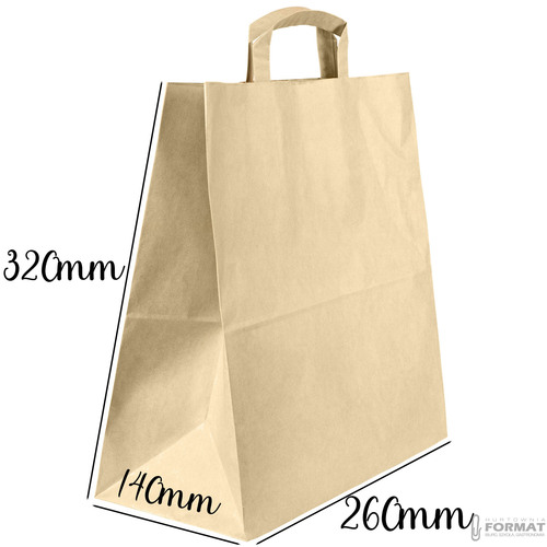 TORBA PAPIEROWA CATERINGOWA BRĄZOWA 260/140/320mm 26/14/32cm 250SZT +NADRUK 48