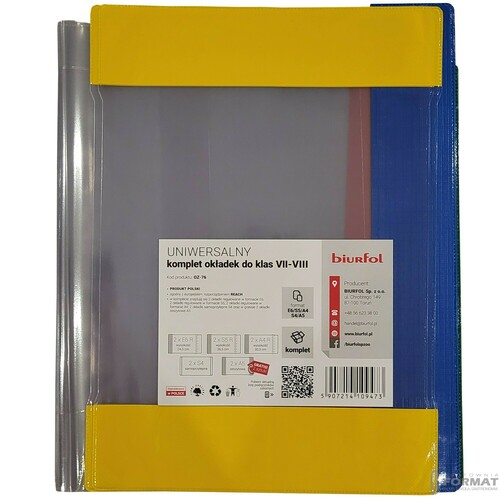 UNIWERSALNY KOMPLET OKŁADEK BIURFOL DO KLAS 7-8 FORMATY E6/S5/A4/S4/A5 3
