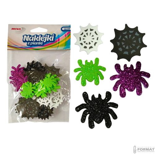 KOLOROWE NAKLEJKI Z PIANKI PVH HALLOWEEN PAJĄKI I PAJĘCZYNY BREWIS 5