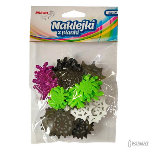 KOLOROWE NAKLEJKI Z PIANKI PVH HALLOWEEN PAJĄKI I PAJĘCZYNY BREWIS 6