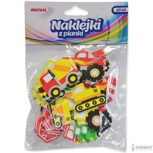 KOLOROWE NAKLEJKI Z PIANKI POJAZDY ULICZNE PVC45 36 SZTUK BREWIS 4