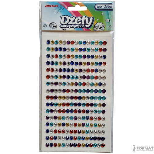 DŻETY SAMOPRZYLEPNE MIX KOLORÓW 4 mm 240 SZTUK BREWIS 4