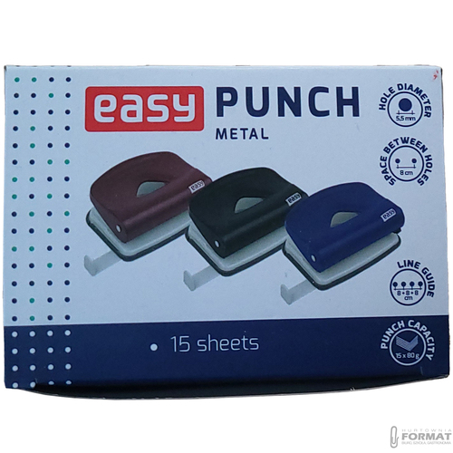 DZIURKACZ METALOWY 1150-B CZARNY DO 15 KARTEK EASY STATIONERY 86670 7