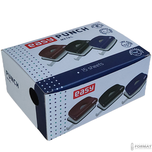 DZIURKACZ METALOWY 1150-B CZARNY DO 15 KARTEK EASY STATIONERY 86670 8