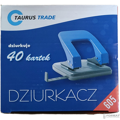 CZARNO-SZARY DZIURKACZ DO 40 KARTEK Z MIARKĄ TAURUS TRADE 605 10