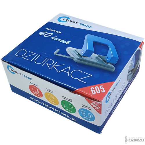 CZARNO-SZARY DZIURKACZ DO 40 KARTEK Z MIARKĄ TAURUS TRADE 605 11