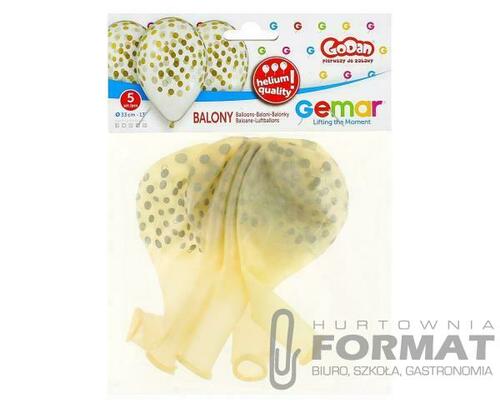 Balony Premium Hel "Konfetti złote" 13" 5 szt. 2