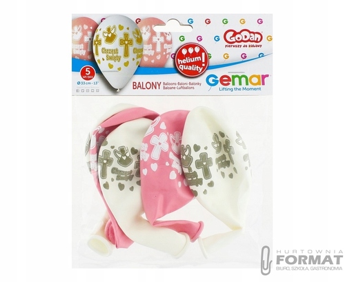 Balony gumowe hel Chrzest dziewczynki 5 szt. 2