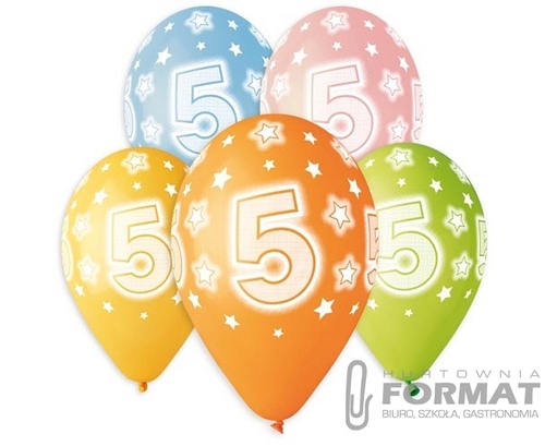 Kolorowe balony z cyfrą 5 3