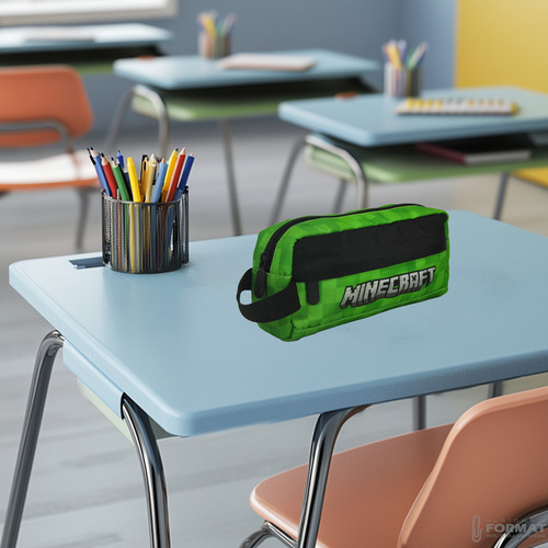 PIÓRNIK SZKOLNY DWUKOMOROWY SASZETA MINECRAFT KIDS EUROSWAN ZIELONY 7