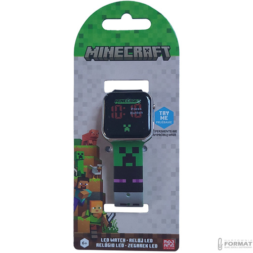 ZEGAREK CYFROWY LED NA RĘKĘ DLA DZIECI MINECRAFT GŁOWY MOBÓW KIDS EUROSWAN 2