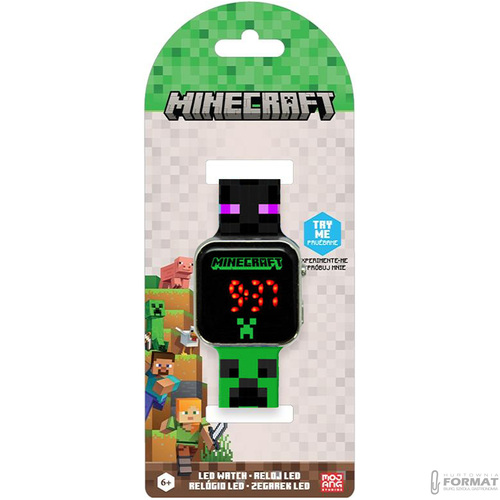 ZEGAREK CYFROWY LED NA RĘKĘ DLA DZIECI MINECRAFT GŁOWY MOBÓW KIDS EUROSWAN 4