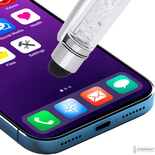 DŁUGOPIS Z TOUCH PEN RYSIK DO EKRANÓW TABLETÓW BIAŁY Z DIAMENTAMI 4