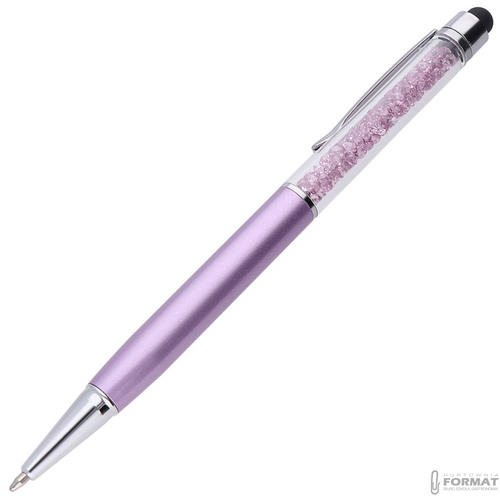 DŁUGOPIS Z TOUCH PEN RYSIK DO EKRANÓW TABLETÓW RÓŻOWY Z DIAMENTAMI 2