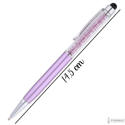 DŁUGOPIS Z TOUCH PEN RYSIK DO EKRANÓW TABLETÓW RÓŻOWY Z DIAMENTAMI 11