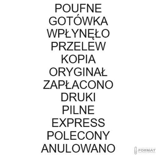 PIECZĄTKA Z GOTOWYMI HASŁAMI TRODAT 4822 CZARNA GOTÓWKA WPŁYNĘŁO PRZELEW 8