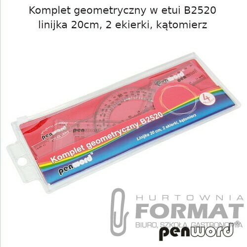 KOMPLET GEOMETRYCZNY W ETUI B2520 - LINIJKA 20cm, 2 EKIERKI, KĄTOMIERZ 3