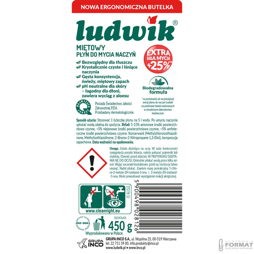 Ludwik Płyn do mycia naczyń Mięta 450g 3