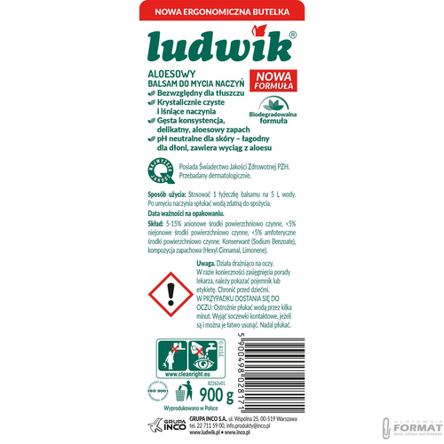 Płyn do naczyń Ludwik Bal.Aloe 900ml 3