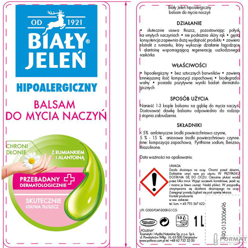 BIAŁY JELEŃ BALSAM DO NACZYŃ 1L RUMIANEK 3