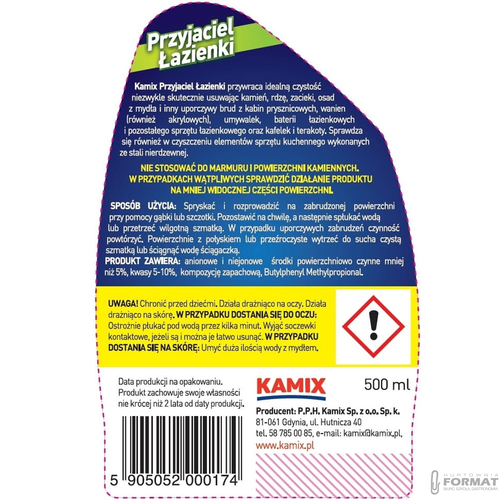 PŁYN DO CZYSZCZ. ŁAZIENKI KAMIX SPRAY 500ML KAMIEŃ 3