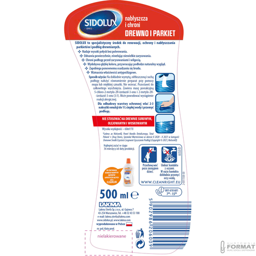 SIDOLUX 500ML PASTA DREWNO, PARKIET 3