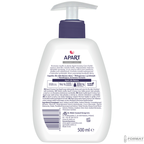 Apart Kremowe mydło w płynie fiołek + prebiotyk 500 ml 3