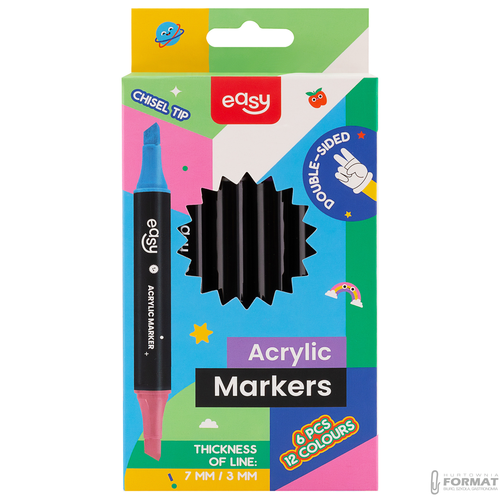 Easy Stationery Dwustronny Marker 12 Kolorów 6szt 5