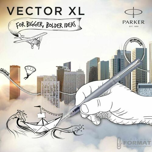 Ekskluzywne pióro tłoczkowe Parker VECTOR XL M silver (2159745) 2