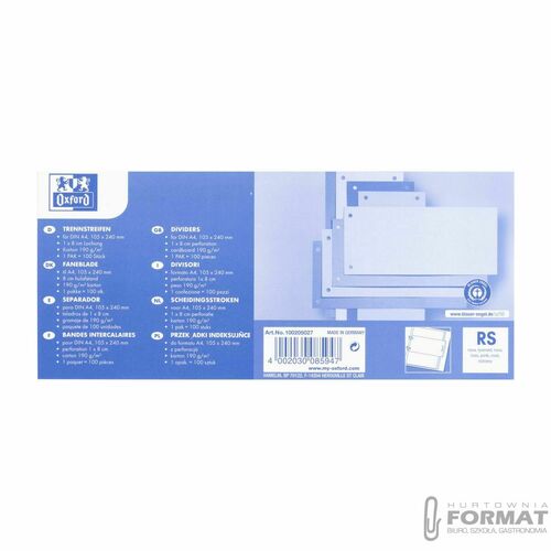 Przekładka czysta Oxford 1/3 A4 różowa 180g 100k (100205027) 6